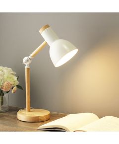 Lampada da tavolo in legno e metallo E27 bianca E9155 