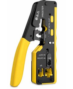 Pinza crimpatrice RJ45 pass through CAT5 CAT6 CAT6A CAT7 gialla Z959 