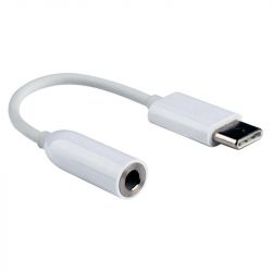 USB Type-C Male Adapter Cable - 3.5mm Audio Female Jack - White MOB319 