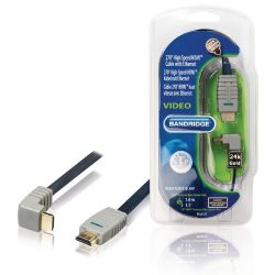 High Speed ??HDMI Cable with Ethernet HDMI Connector - HDMI Connector At an angle of 270Â ° 1.00 m Blue ND1065 