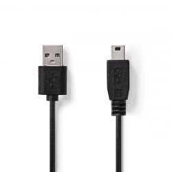 USB 2.0 cable | A Male - Mini 5 Pin Male | 2.0 m | Black ND2100 Nedis