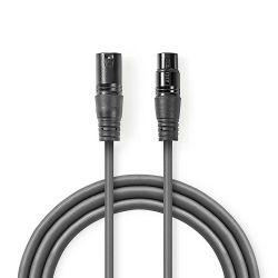 Balanced XLR Audio Cable | 3 Pin XLR Male - 3 Pin XLR Female | 0.5 m | Grey ND204 Nedis