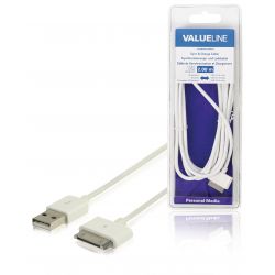 Synchronization and Charging Apple Dock 30-Pin - USB A Male 2m White ND2820 Valueline