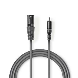 Audio cable XLR Male to 3 pin XLR-Male RCA 1.5m ND4994 Nedis