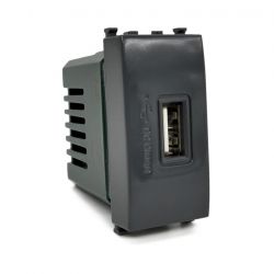 Alimentatore presa USB 5V 2A nero compatibile Vimar Plana EL2220 