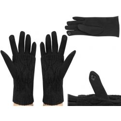 Black touchscreen gloves with thermal cover in removable fabric one size Unisex K617 
