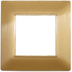 2-gang technopolymer plate in gold color compatible with Vimar Plana EL009 
