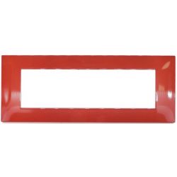 7-gang technopolymer plate in coral red color compatible with Vimar Plana EL1461 