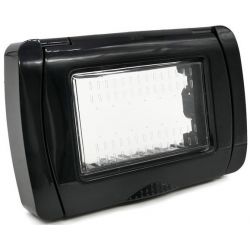 IP55 3P black idrobox plate compatible with Vimar Plana EL1396 