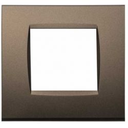 2-gang technopolymer plate in bronze color compatible with Living International EL4050 