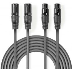 Sweex 2XLR 3-Pin Male-2XLR 3-Pin Female Balanced Stereo Cable 1.5m ND9655 Nedis]