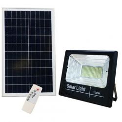 100W 6500K IP67 dimmable LED spotlight kit with solar panel and remote control WB1257 