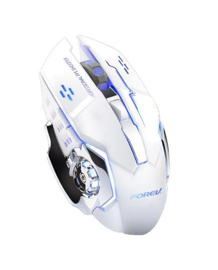 White FV-W502 Wireless LED Gaming Mouse with Built-in Rechargeable Battery WB2260 