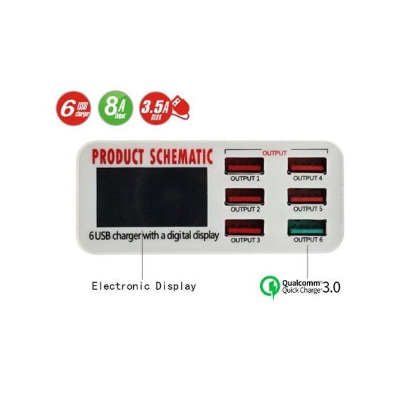Caricabatteria veloce USB 3.0 da tavolo MOB1352 