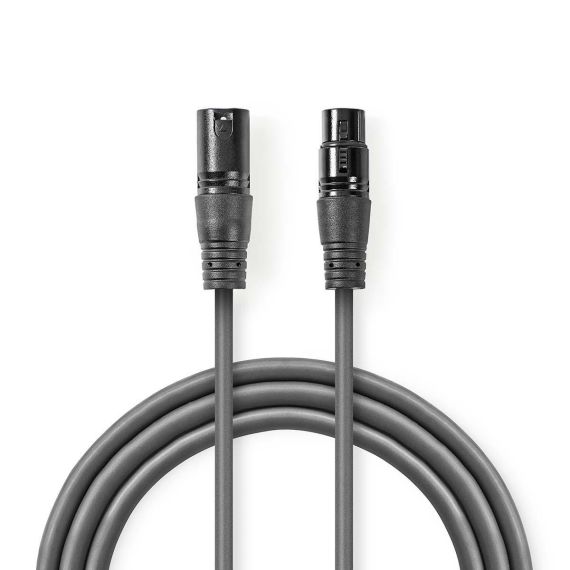 Cable estéreo XLR XLR 3p (M) - XLR 3p (F) 1.5 m Gris oscuro ND2370 Nedis