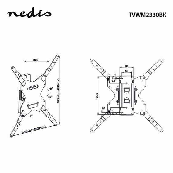 Supporto da parete per TV Full Motion 26-42 " ND8090 Nedis