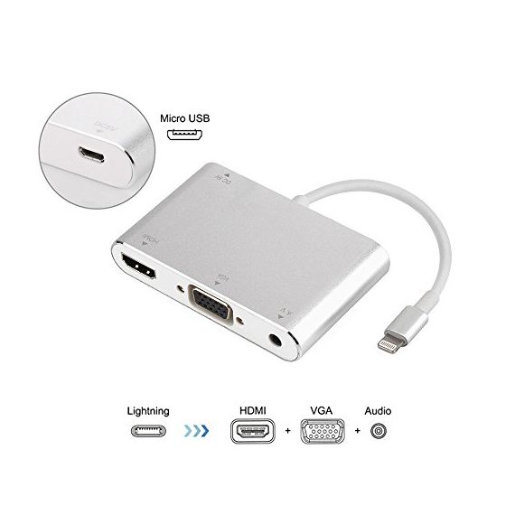 Adattatore Lightning - HDMI/VGA/Jack audio 3.5mm WB714 