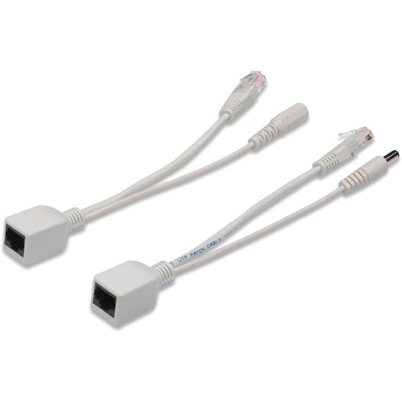 Cables adaptadores POE Cable de inyector de Ethernet rápido/enchufe de CC de 5,5 mm/Cable divisor de enchufe WB598 