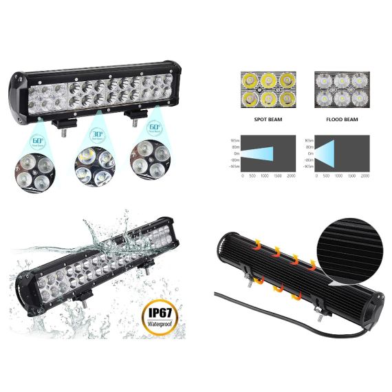Faro LED supplementare per fuoristrada - 72W WB130 