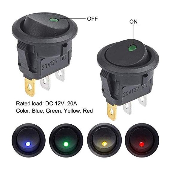 Interruttore a bilanciere luminoso Giallo/Verde/Rosso/Blu confezione 20 pezzi F1500 