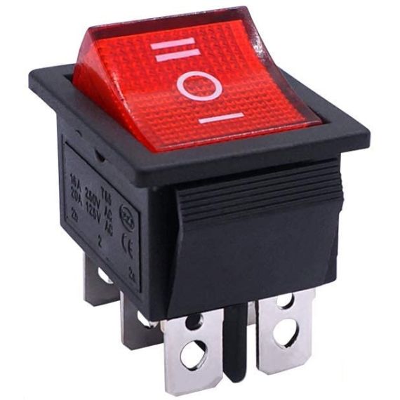Interrupteur à bascule DPDT ON / OFF / ON 6 broches 3 positions 6A 250V 10A 125V avec lumière LED N457 