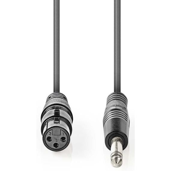 XLR Monocable XLR 3p (F) - 6.35 mm Homme 10.0 m Gris Foncé SX100 Nedis