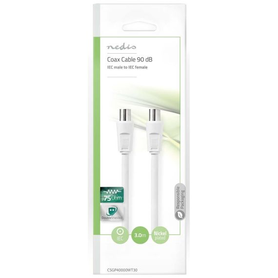 Câble coaxial IEC (coaxial) mâle - femelle 90 dB 75 ohms 3 m ND1135  Nedis