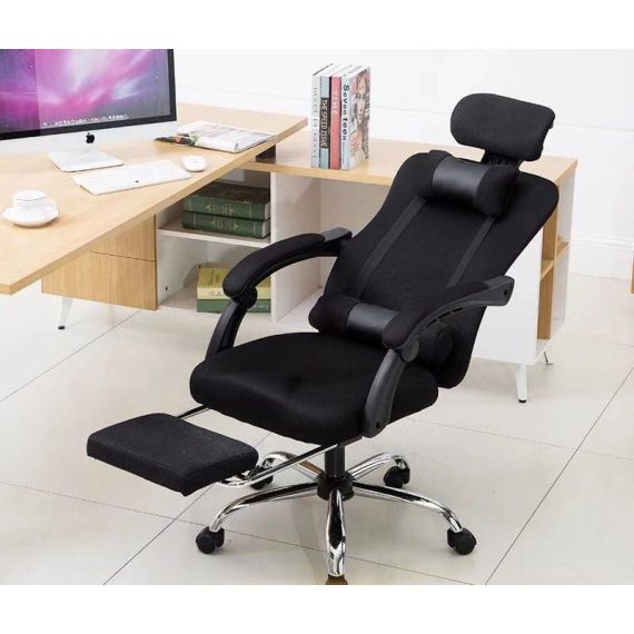Silla de oficina ergonómica negra con reposapiés 804 