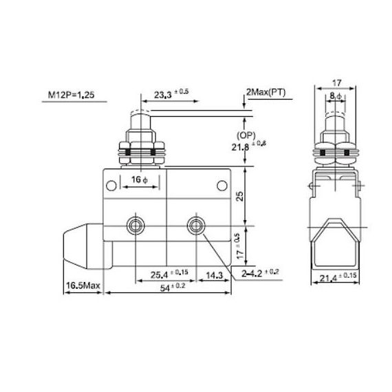 Horizontal limit switch with push button 250V 10A CF7310 Fato EL2629 FATO