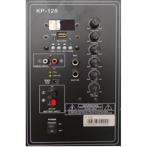 USB/SD/Bluetooth Amplified Speaker 350W 12" KP-128 