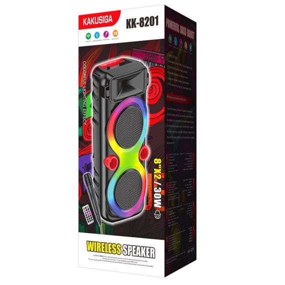 Cassa acustica portatile ricaricabile 2x8" 30W Luce LED Bluetooth TWS/SD/USB KK-8201 KK-8201 Kakusiga