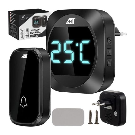 Campanello wireless nero con visualizzazione temperatura WB270 