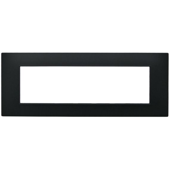 Placca 7 posti nera Soft Touch compatibile Vimar Plana EL3112 