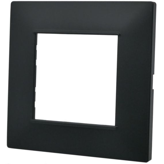 Placca 2 posti nera Soft Touch compatibile Vimar Plana EL2405 