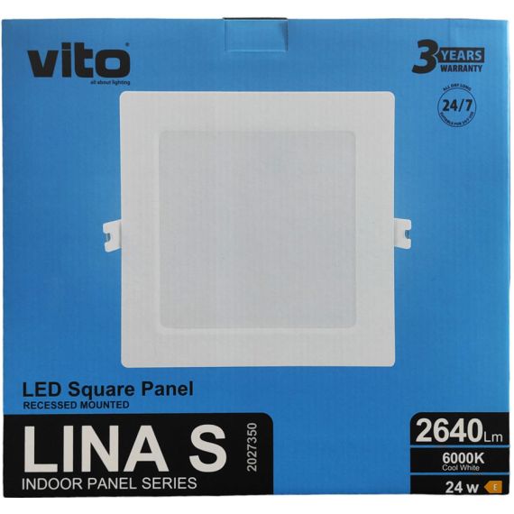 Square recessed LED panel 280*280 24W 6000K cold light EL2582 Vito