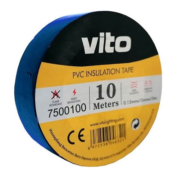 Insulating tape 15mm 10m blue EL416 Vito