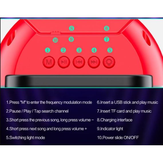 Altoparlante Bluetooth 2x5W Radio FM/USB/SD nero KK-3204 F2650 Kakusiga