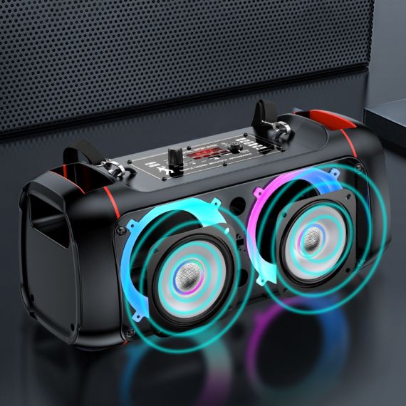 Cassa acustica ricaricabile 2x4" 10W luci LED Bluetooth/FM/USB KSC-689 KSC-689 Kakusiga