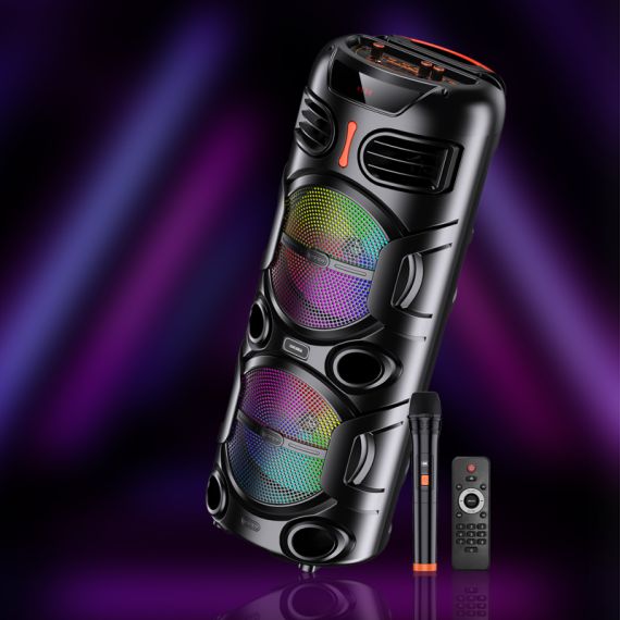 2x8" 40W Rechargeable Portable Speaker LED Light Bluetooth/USB KK-8203 Kakusiga