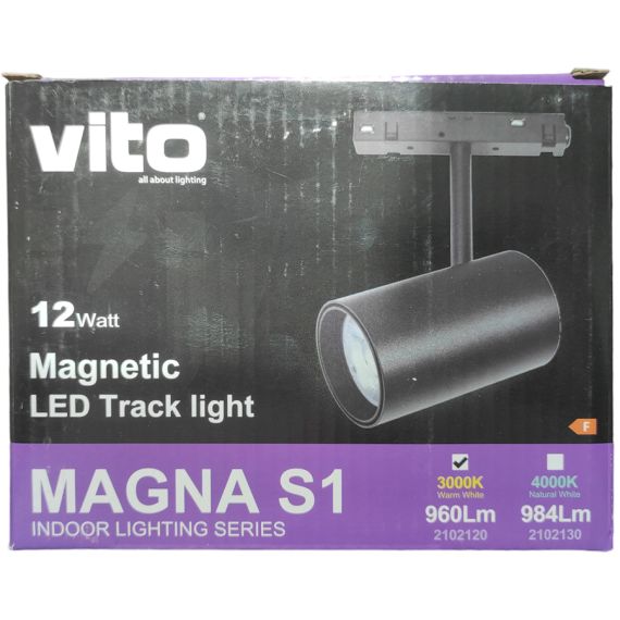 Faretto LED magnetico per illuminazione da binario 12W 960Lm 3000K luce calda EL838 Vito