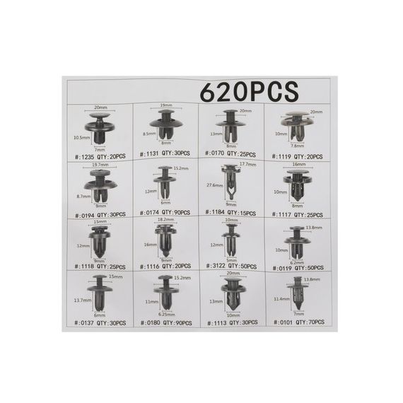 Set di rivetti in plastica per auto 620 pezzi WB602 