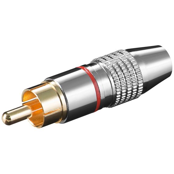 RCA Plug, rosso - versione in metallo con contatti placcati in oro F1502 Goobay