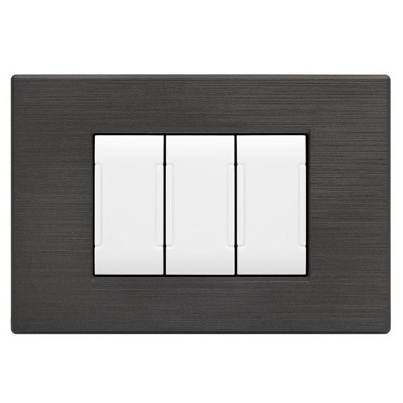 Brushed technopolymer plate 3 places anthracite compatible Living International EL061 