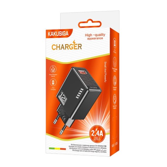 USB 5V/2.4A 12W Charger Black KSC-1235 F4160 Kakusiga