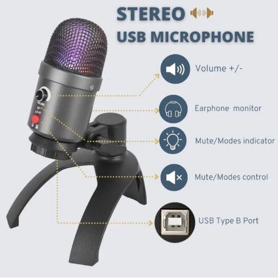 Microfono a condensatore USB Bluetooth E9015 
