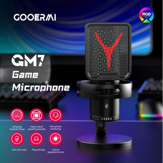 RGB USB/Type C GM7 Gaming Streaming Microphone E9120 