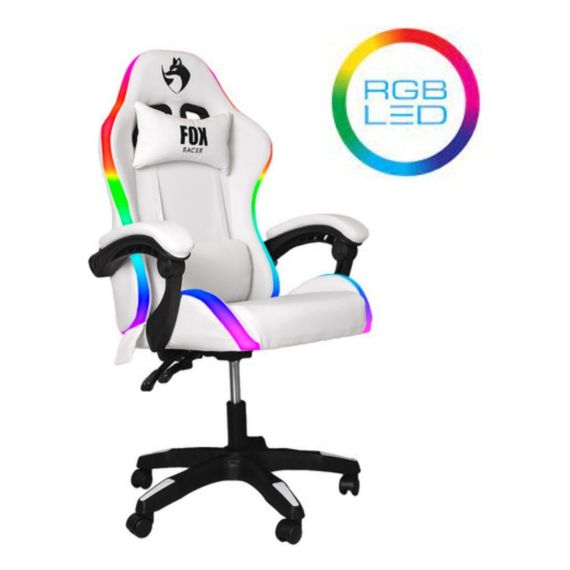 Sedia da gaming bianca con illuminazione LED RGB CH008 