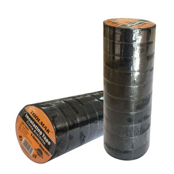 Nastro isolante nero 18mm 20m - Confezione da 10 pezzi W2010 Toolmak