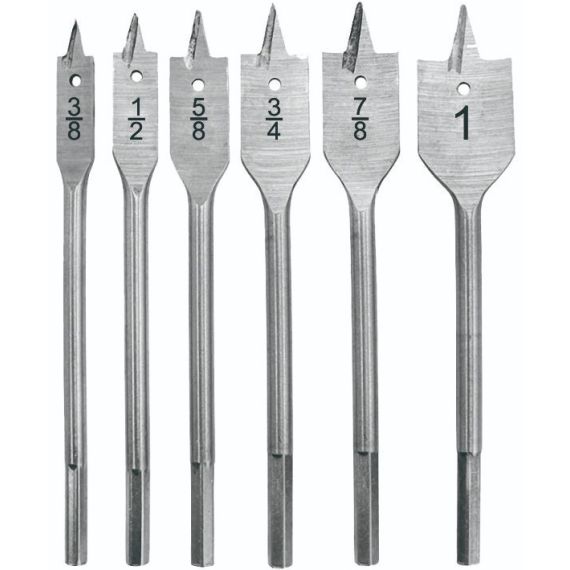 Set 6 punte a pala per legno 10-25mm W1465 Toolmak