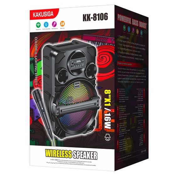 Haut-parleur rechargeable avec microphone 8" 16W KK-8106 KK-8106 Kakusiga